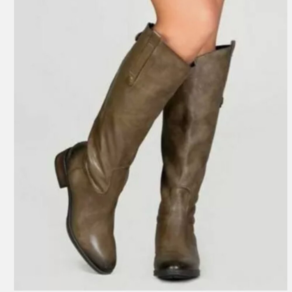 Sam Edelman Penny 2 Athletic Shaft Riding Boots Olive 8.5 M